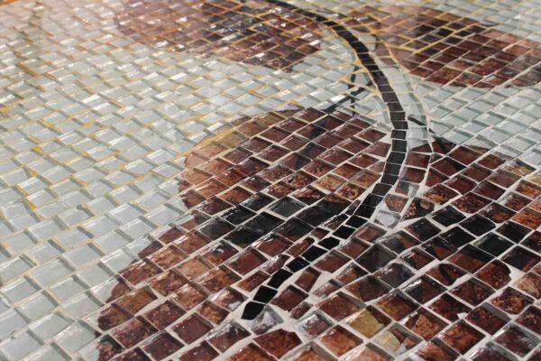 Bàn trà vuông kính mosaic MT0031C cam nâu