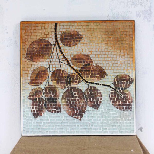 Bàn trà vuông kính mosaic MT0032C cam nâu