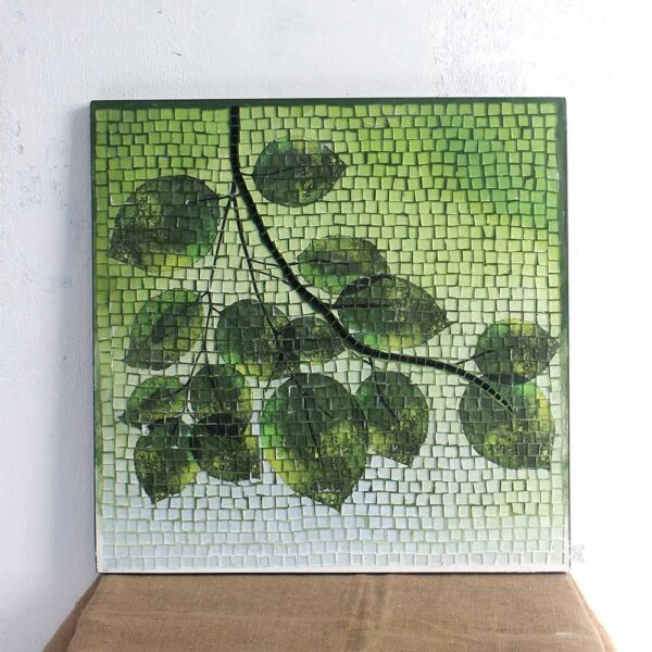 Bàn trà vuông kính mosaic MT0032B xanh lá mạ