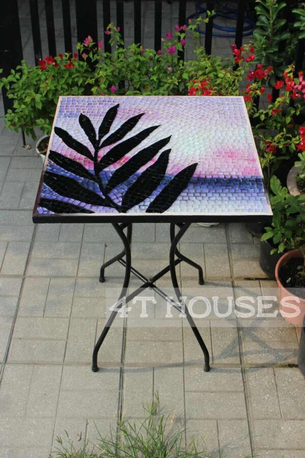 Bàn vuông kính mosaic MT0036C