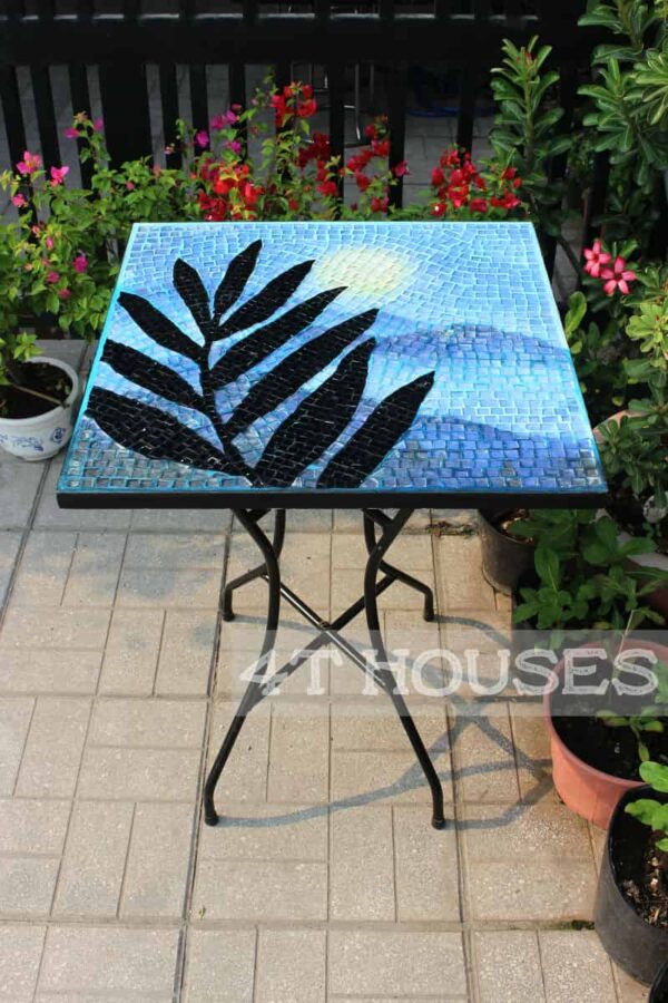 Bàn vuông kính mosaic MT0036D