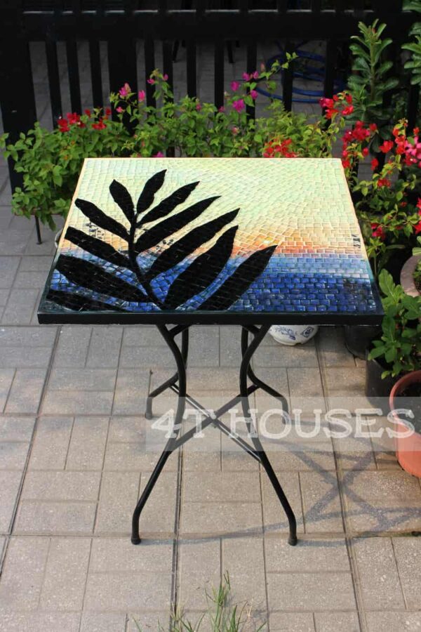 Bàn vuông kính mosaic MT0036E