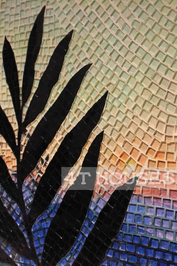 Bàn vuông kính mosaic MT0036E