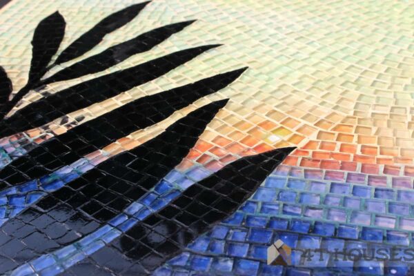 Bàn vuông kính mosaic MT0036E