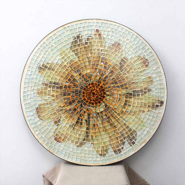 Bàn tròn kính mosaic MT0033D vàng