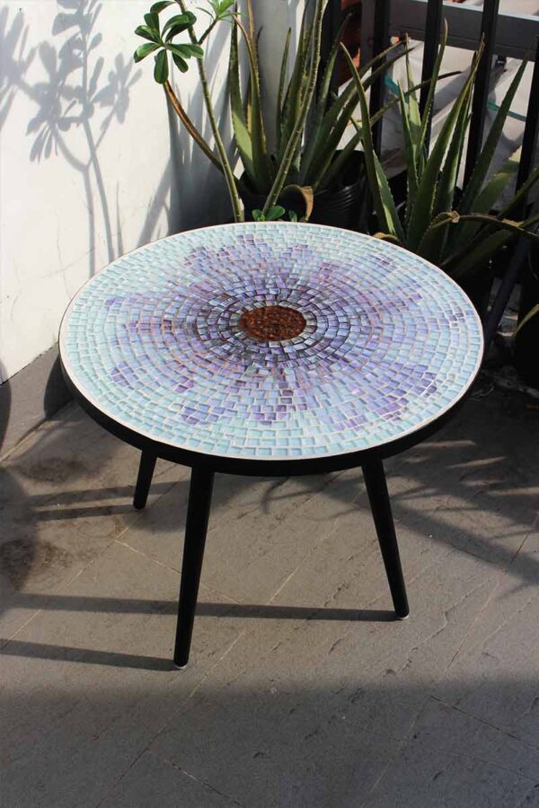 Bàn tròn kính mosaic MT0033F tím