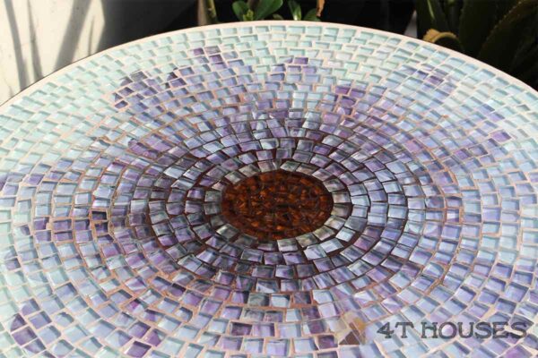 Bàn tròn kính mosaic MT0033F tím