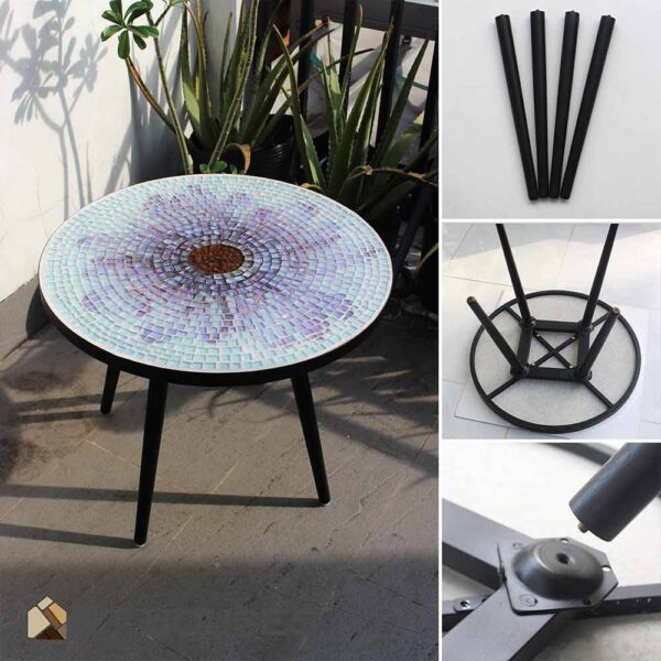 Bàn tròn kính mosaic MT0033F tím