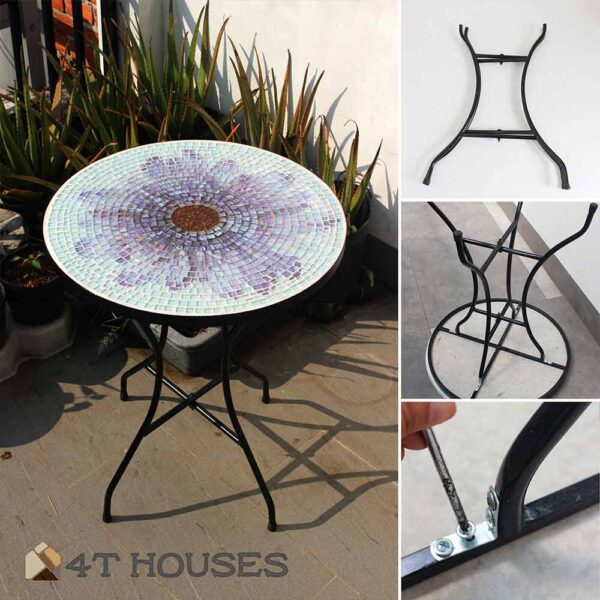 Bàn tròn kính mosaic MT0033F tím