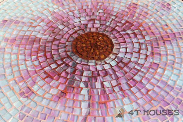 Bàn tròn kính mosaic MT0033G hồng tím