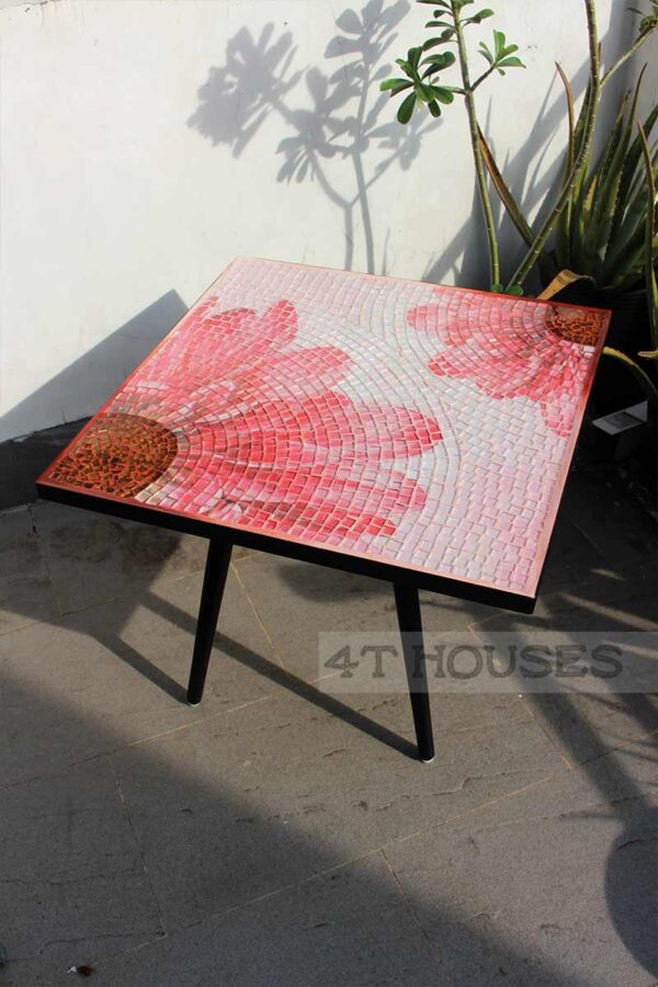 Bàn vuông kính mosaic MT0034A đỏ