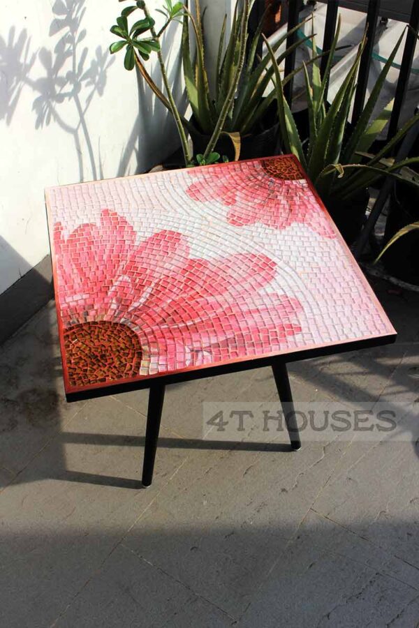 Bàn vuông kính mosaic MT0034A đỏ