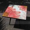 Bàn vuông kính mosaic MT0034B đỏ cam