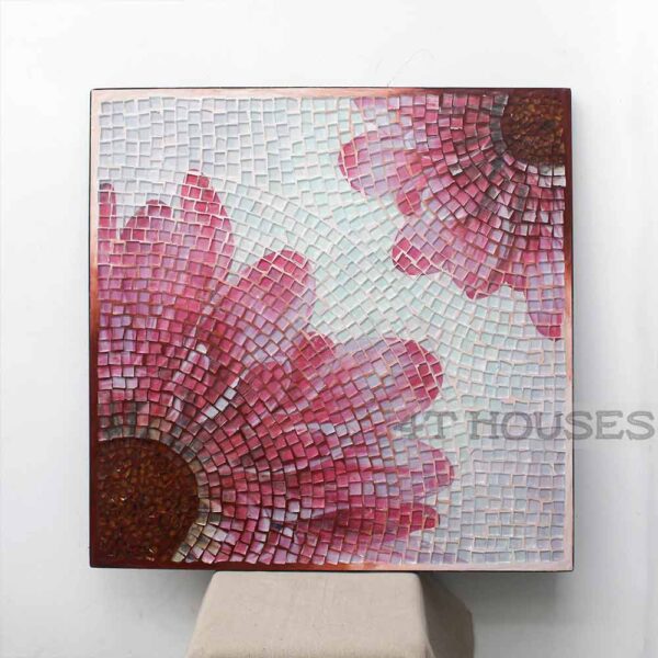 Bàn vuông kính mosaic MT0034H hồng
