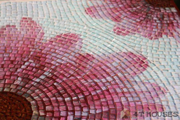 Bàn vuông kính mosaic MT0034H hồng