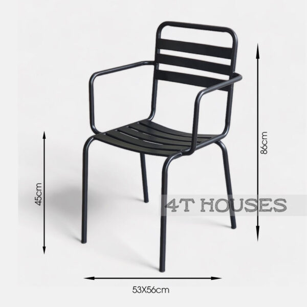 Ghế sắt lưng tựa dáng vuông có tay vịn GHE115
