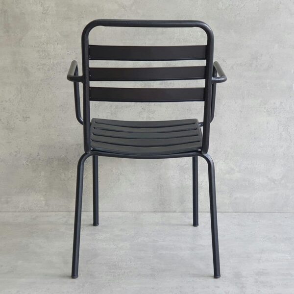 Ghế sắt lưng tựa dáng vuông có tay vịn GHE115