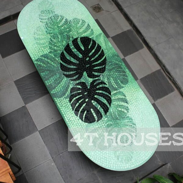 Bàn cafe oval kính mosaic MT0040