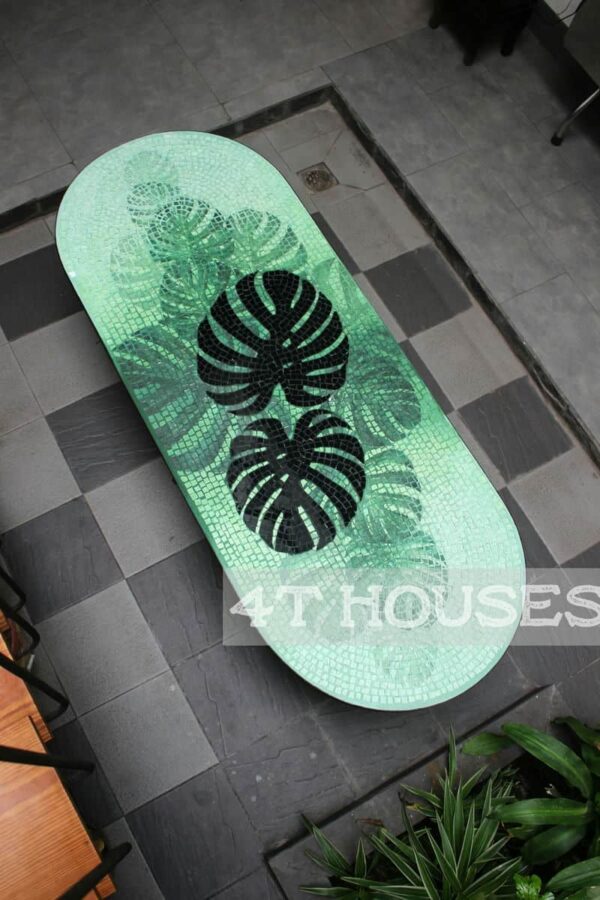 Bàn cafe oval kính mosaic MT0040