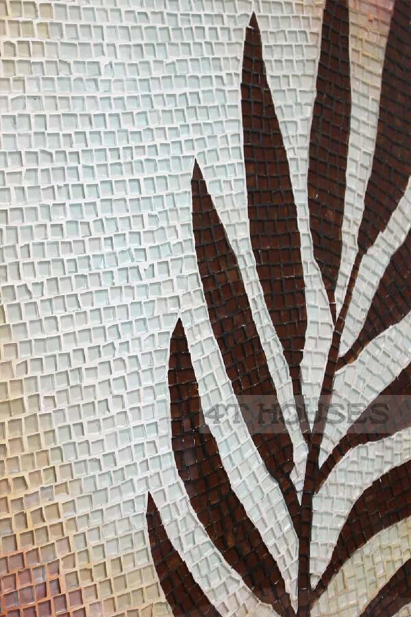 Bàn vuông mosaic kính MT0035B chiếc lá